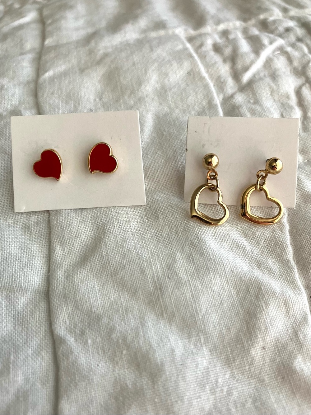 Vintage two classy boho whimsical retro heart earring sets